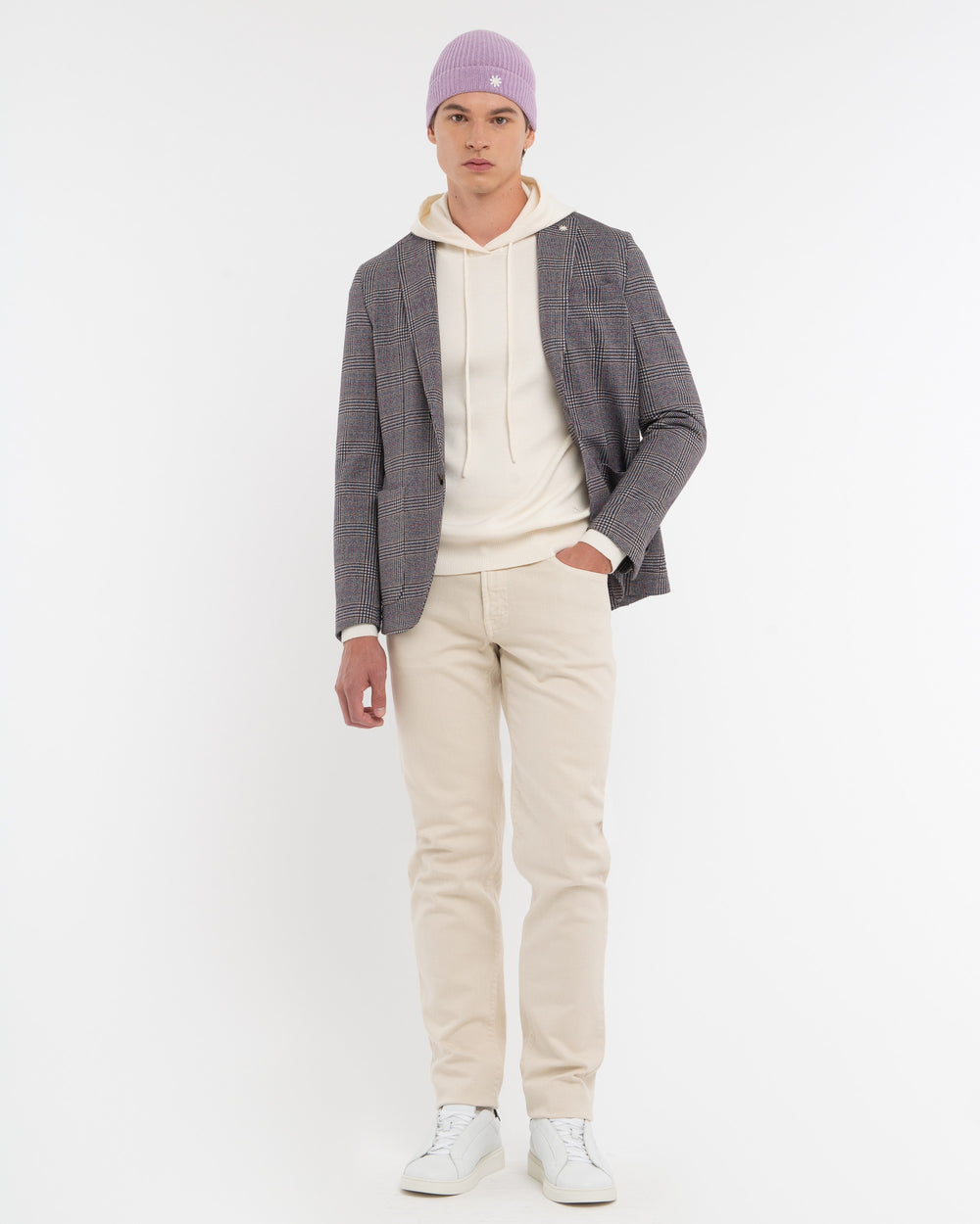 white wool blend hoodie