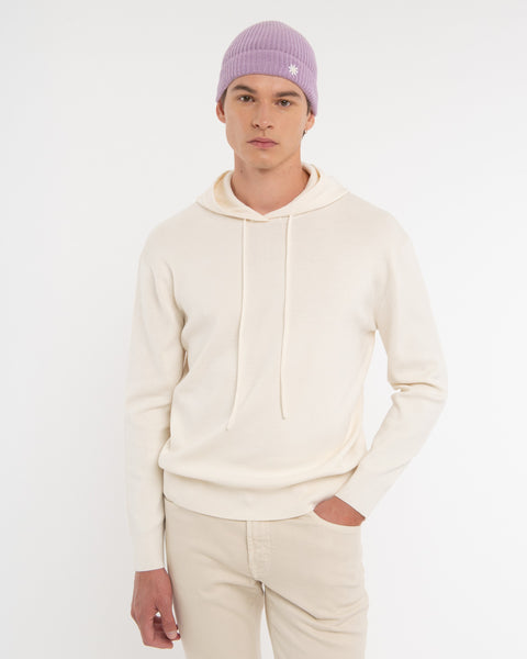 white wool blend hoodie