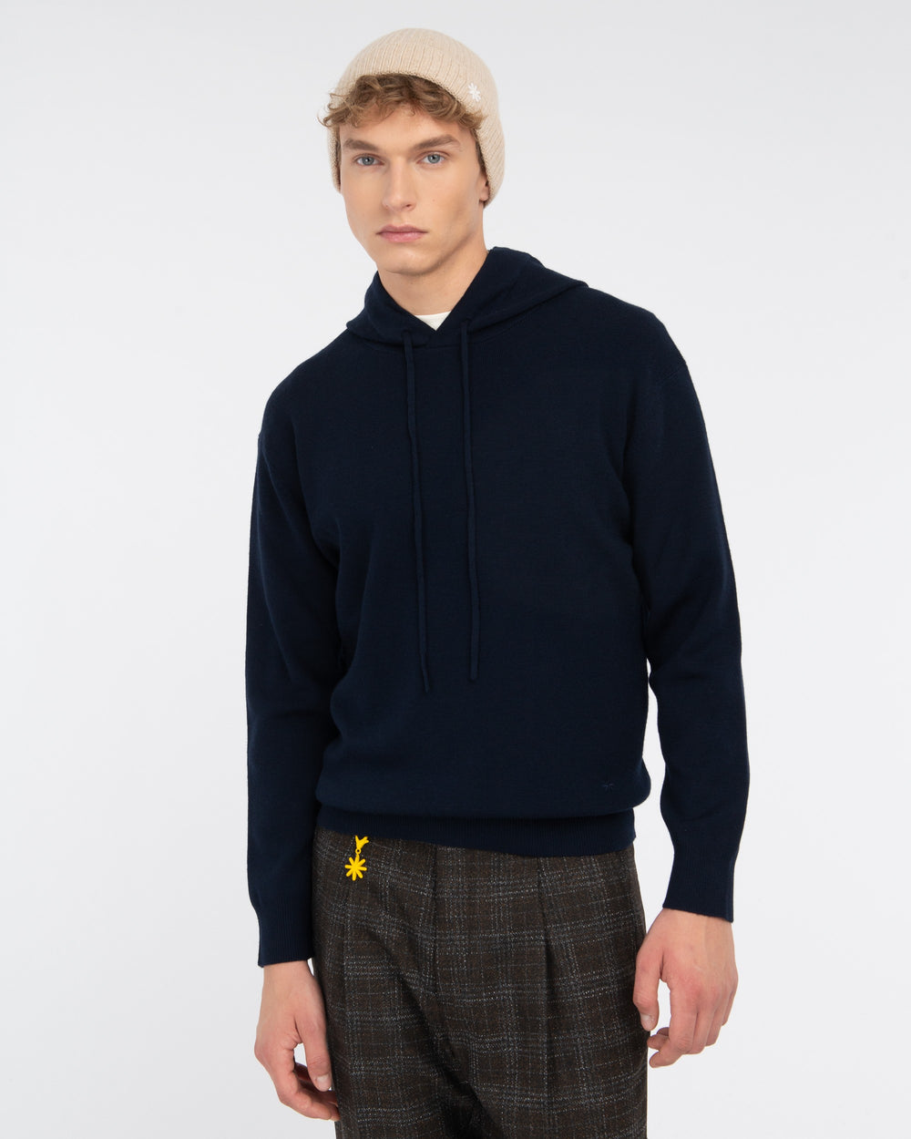 blue wool blend hoodie