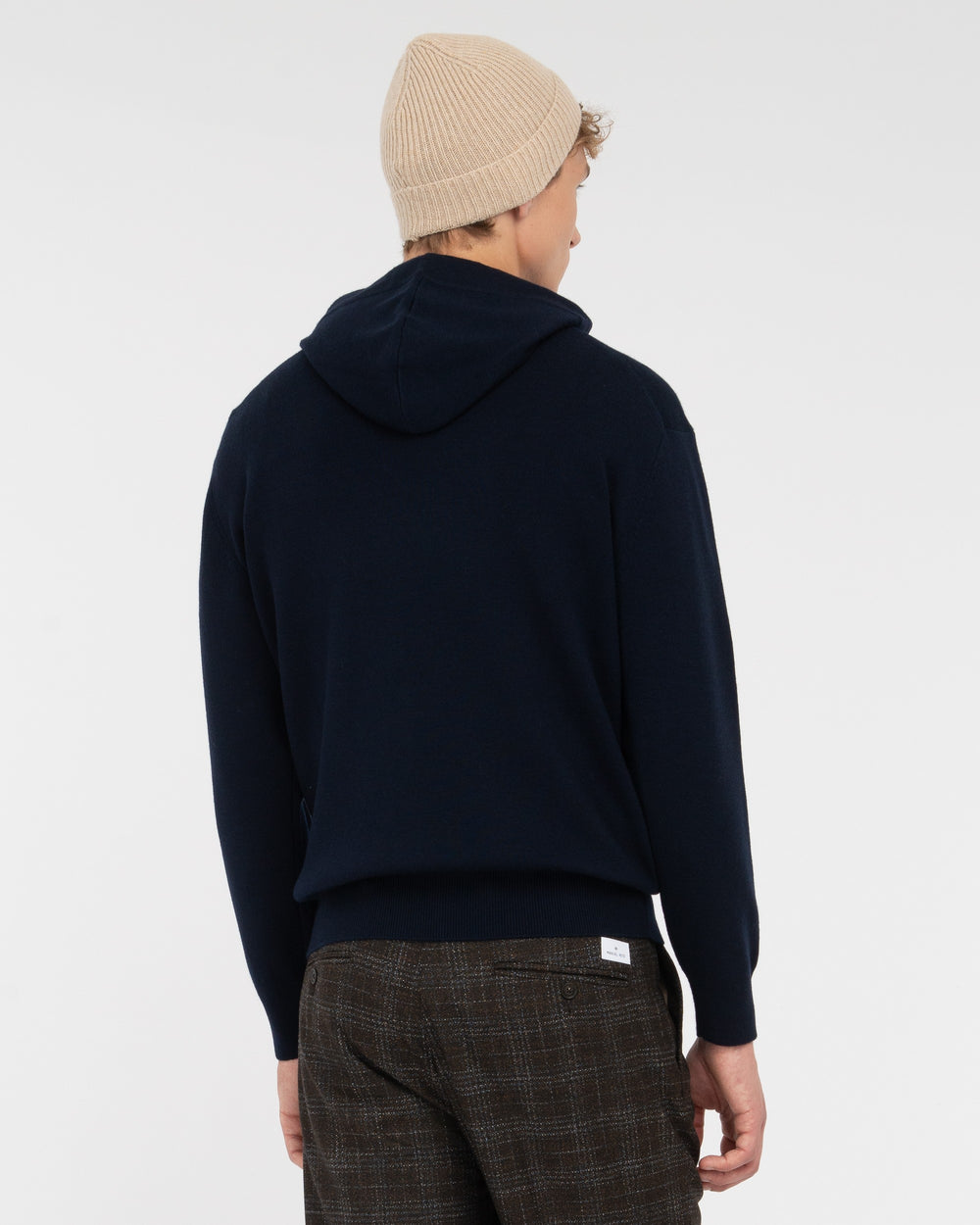 blue wool blend hoodie