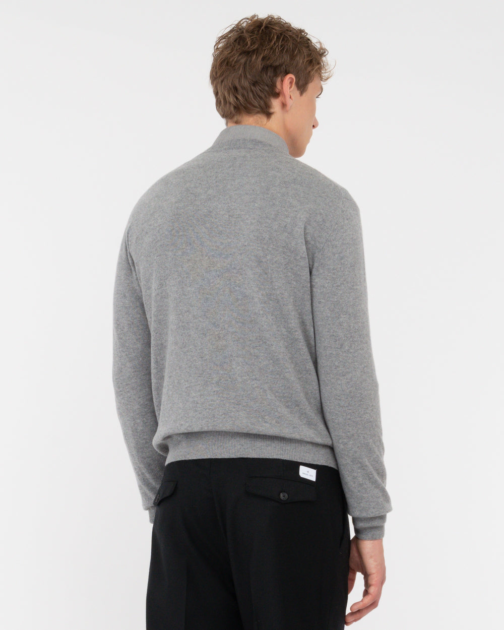 gray v neck sweater pure wool carded