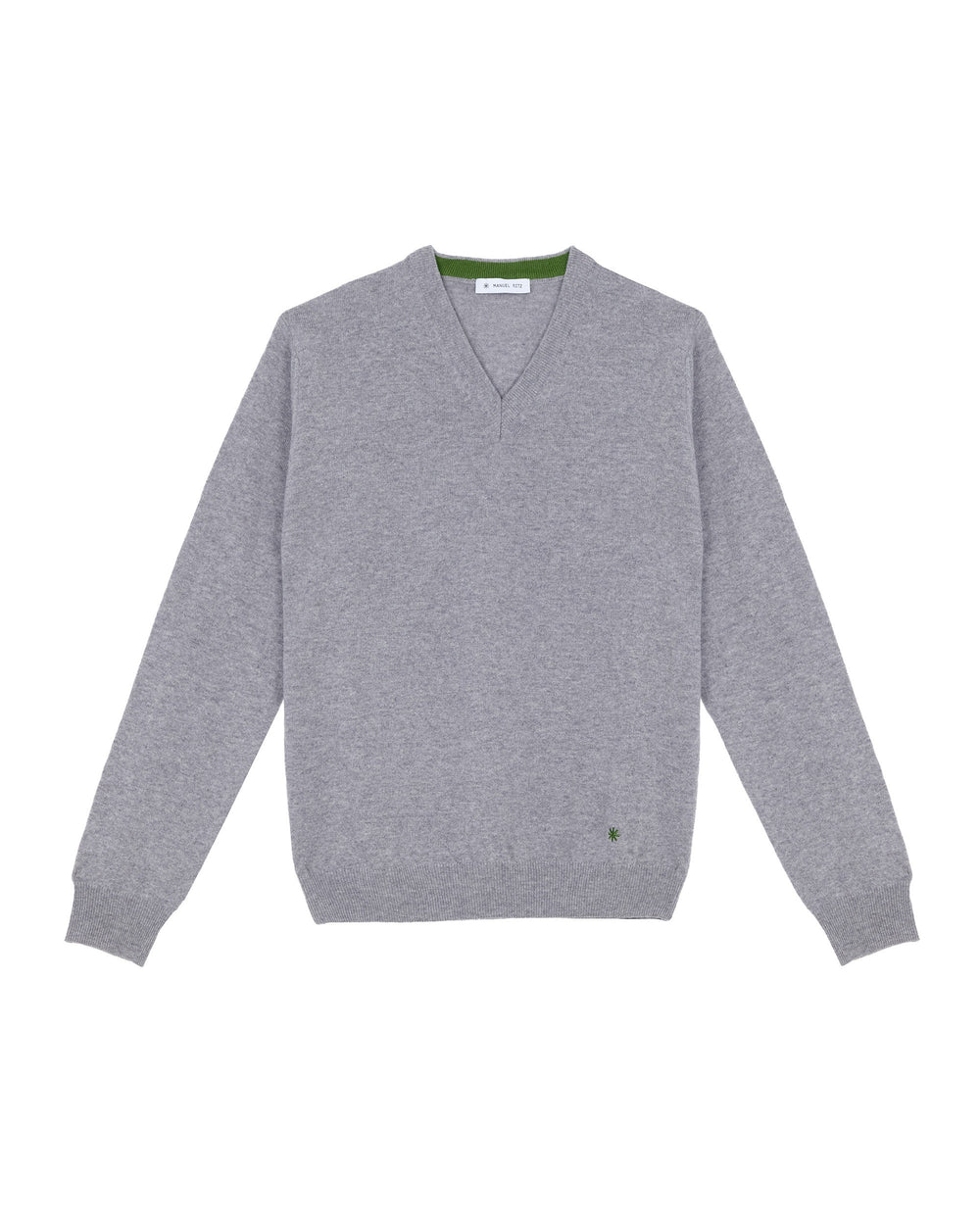 gray v neck sweater pure wool carded