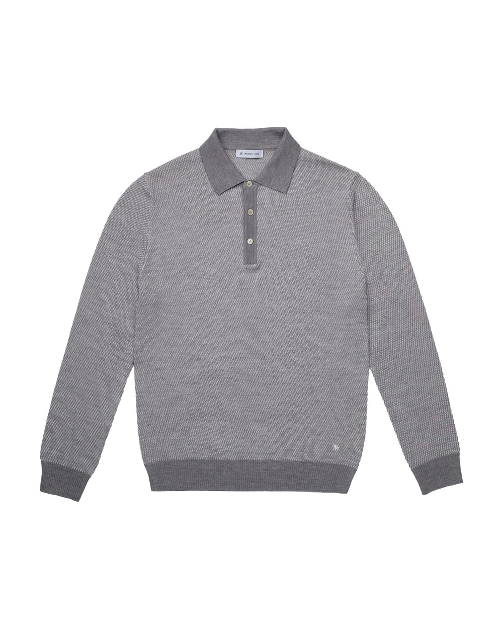 gray wool blend jacquard polo shirt
