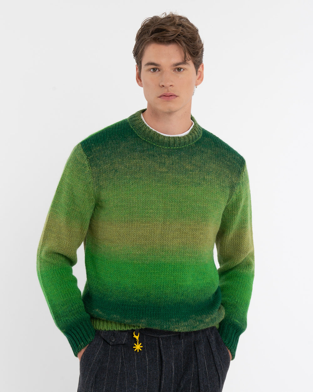 green wool blend degradé knit