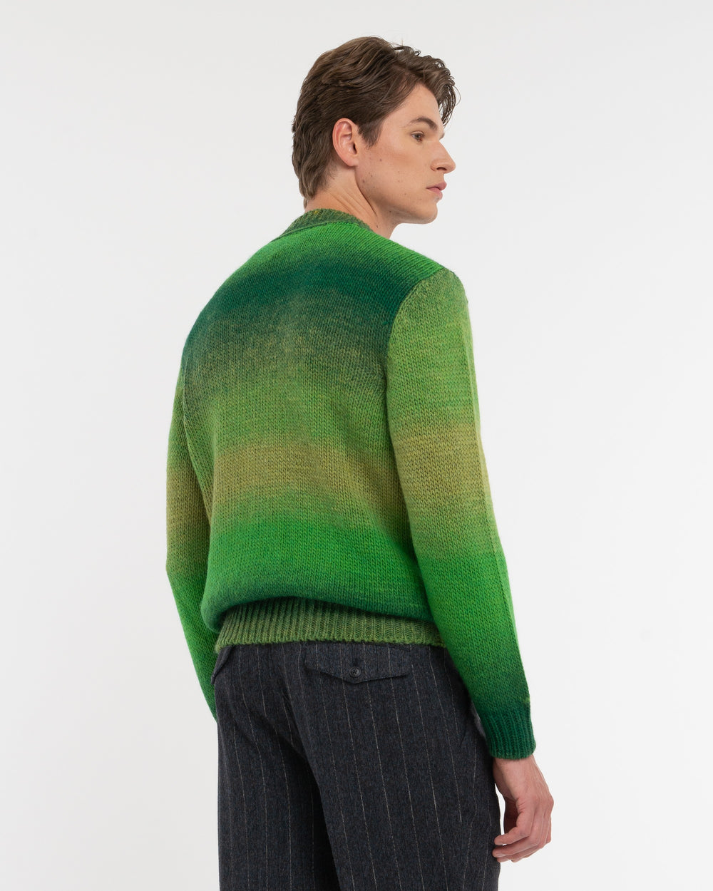 green wool blend degradé knit