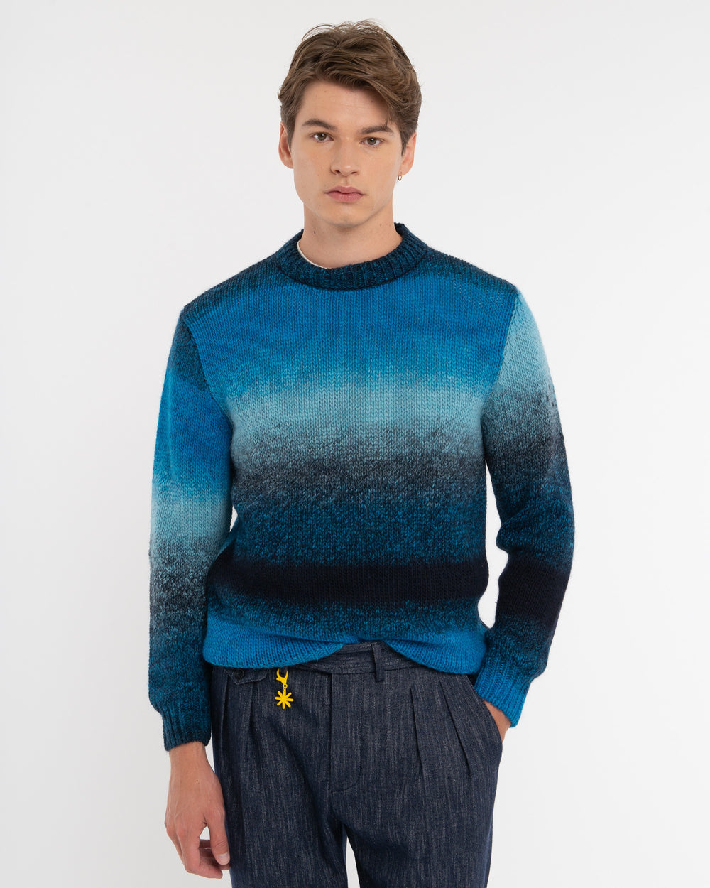 blue wool blend degradé knit