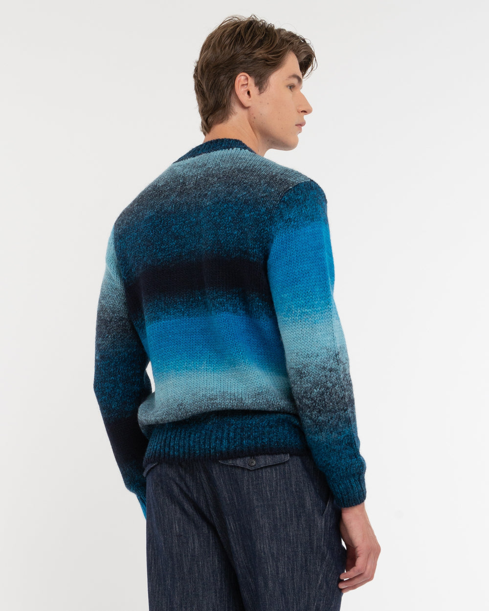blue wool blend degradé knit