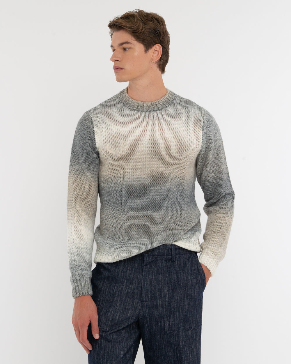 gray wool blend degradé knit