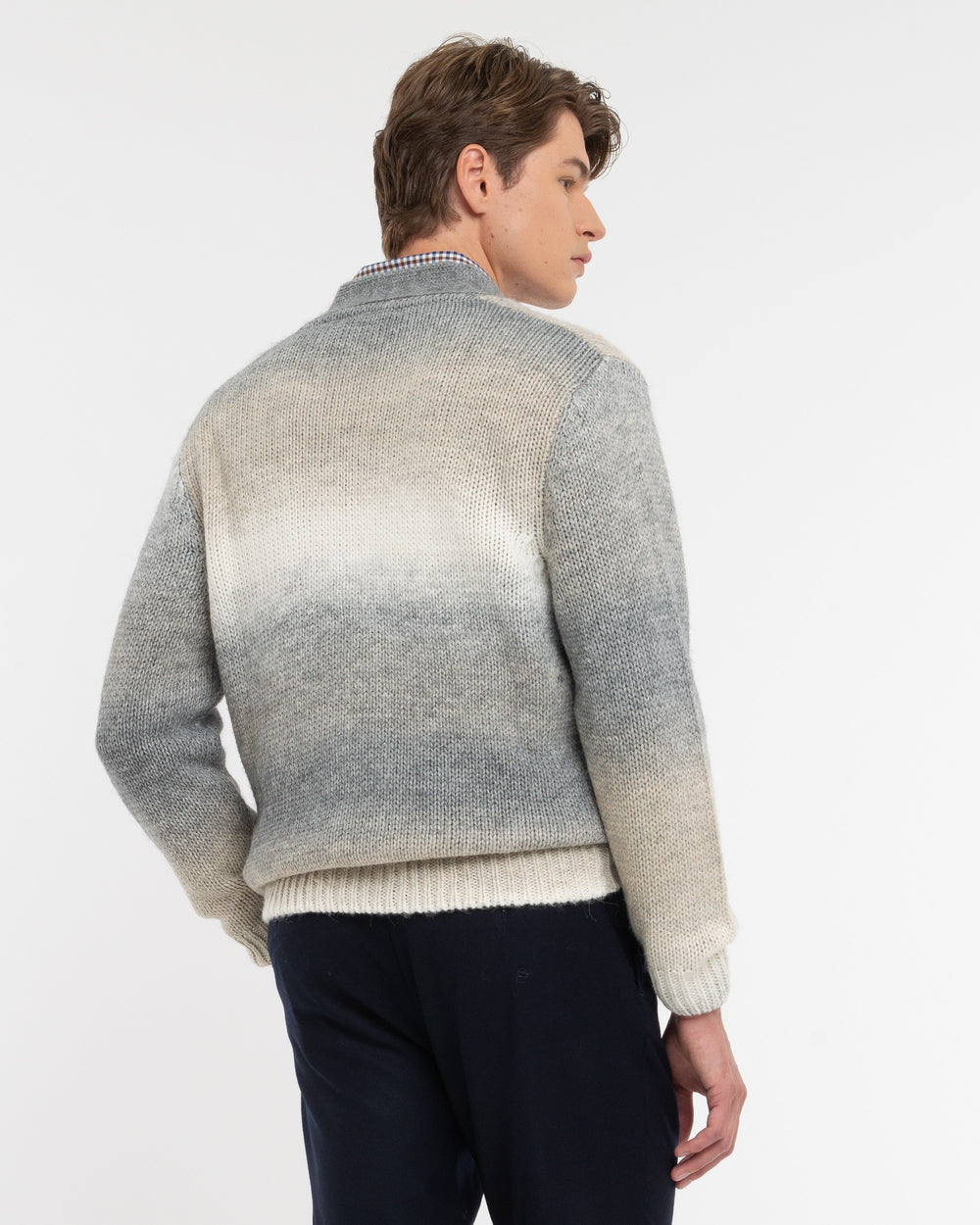 gray wool blend degradé cardigan