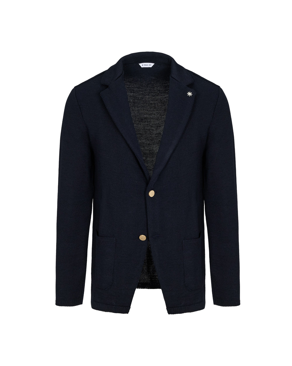 blue wool blend knitted blazer