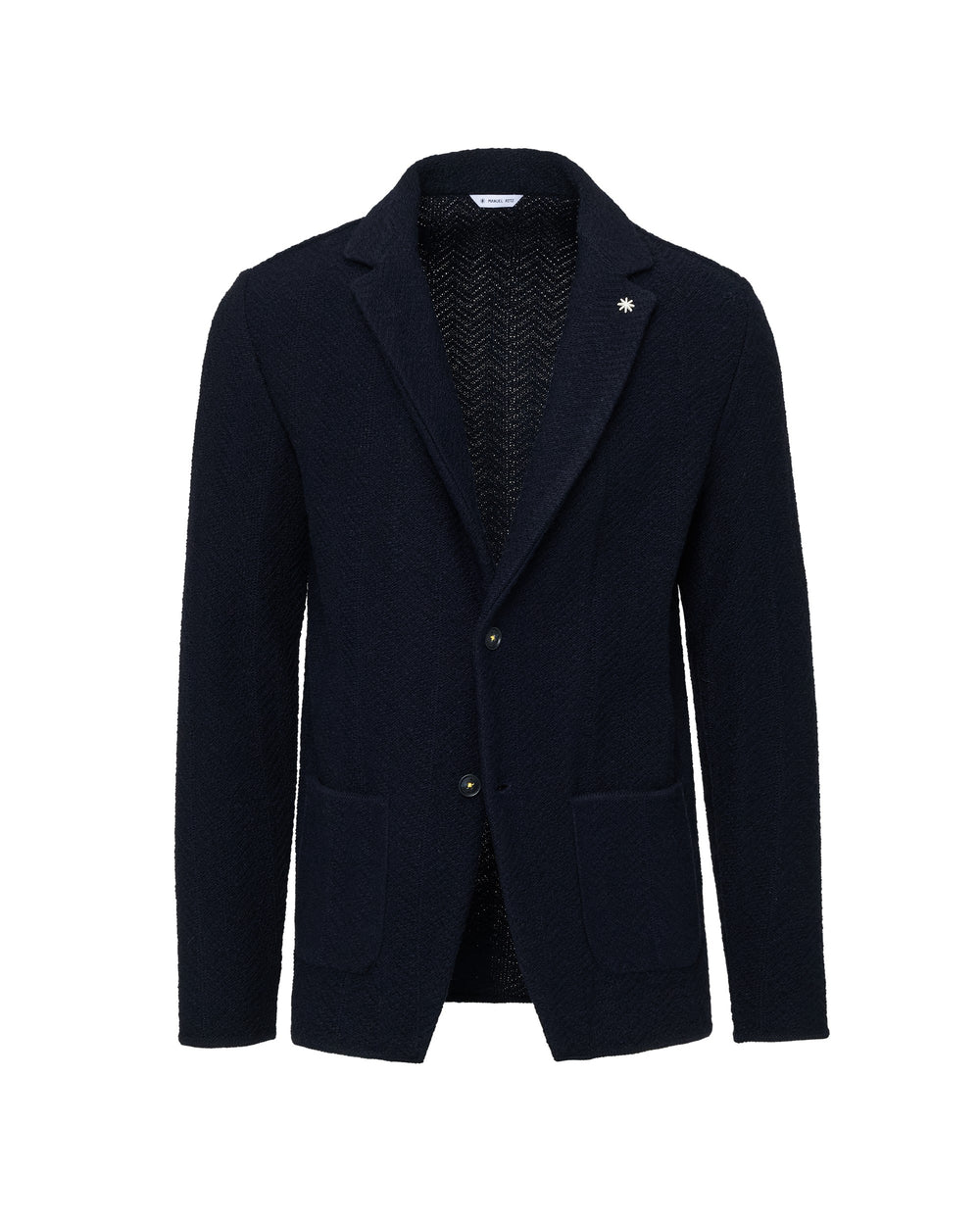 blue wool blend knitted blazer
