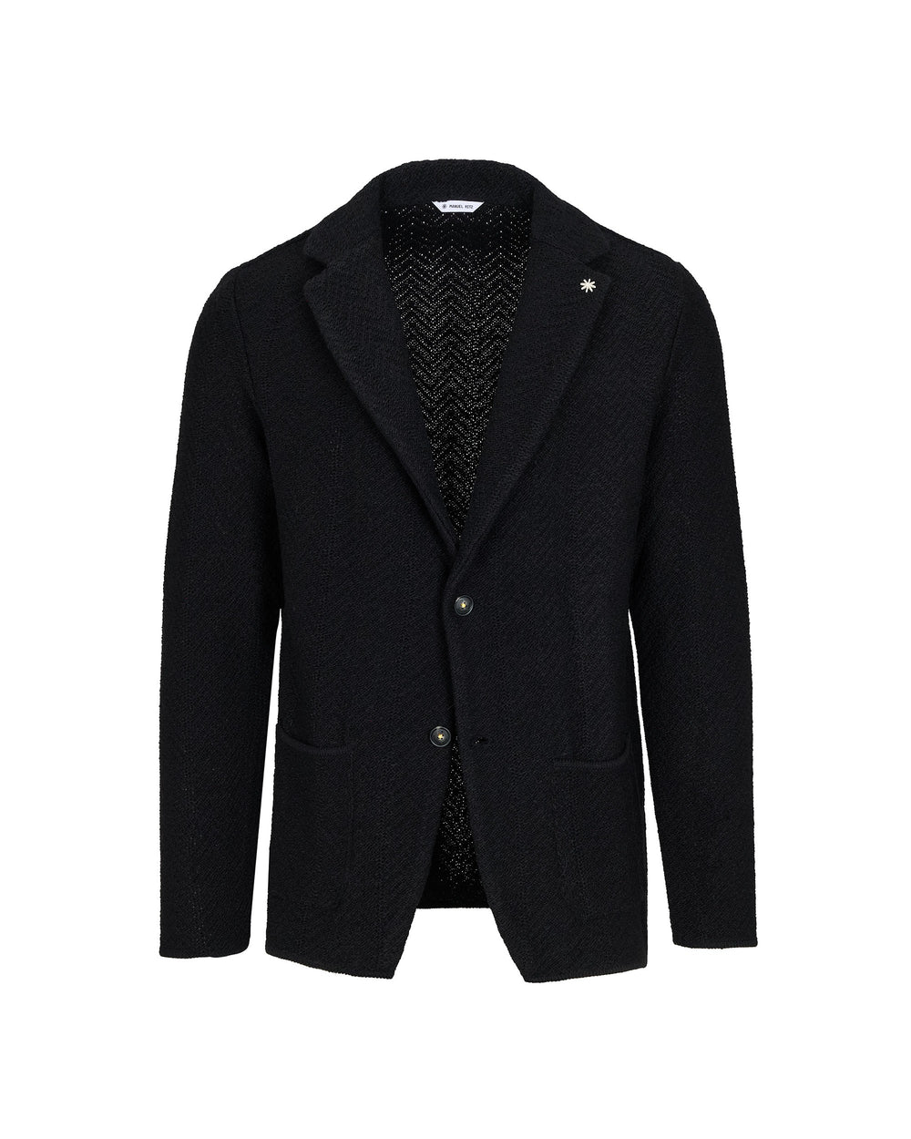 black wool blend knitted blazer