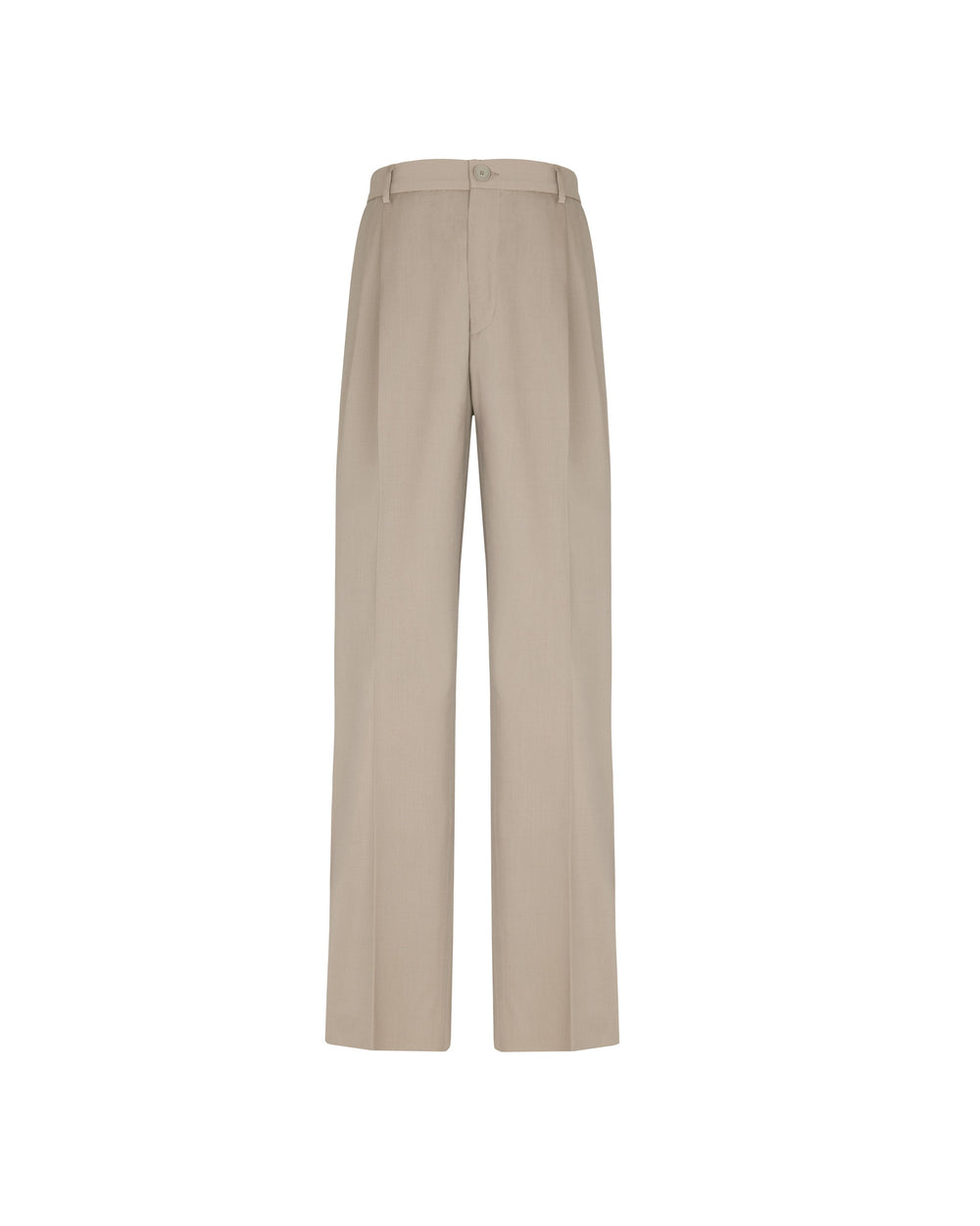 beige stretch wool double pleat relaxed fit trousers