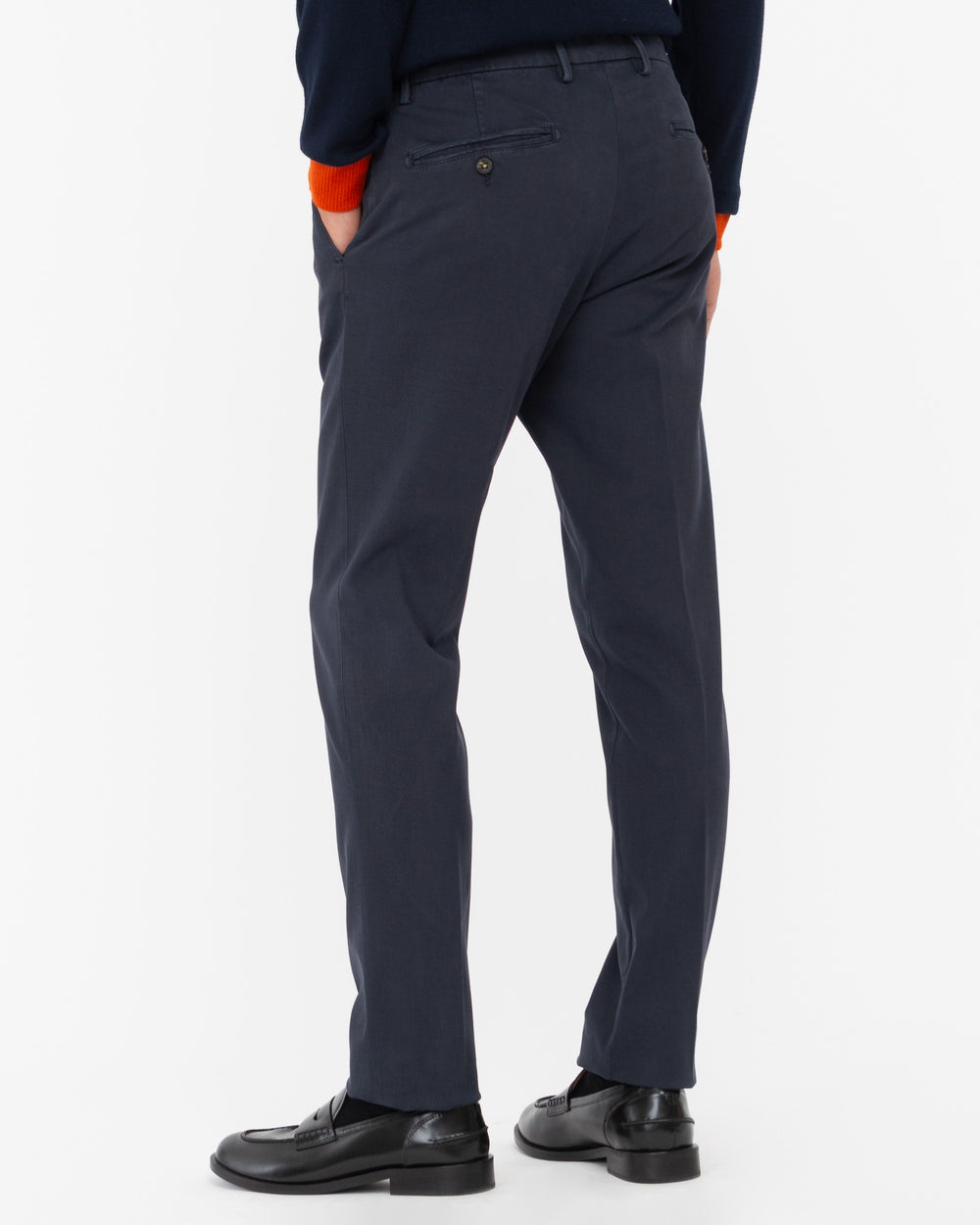 blue stretch cotton blend skinny trousers