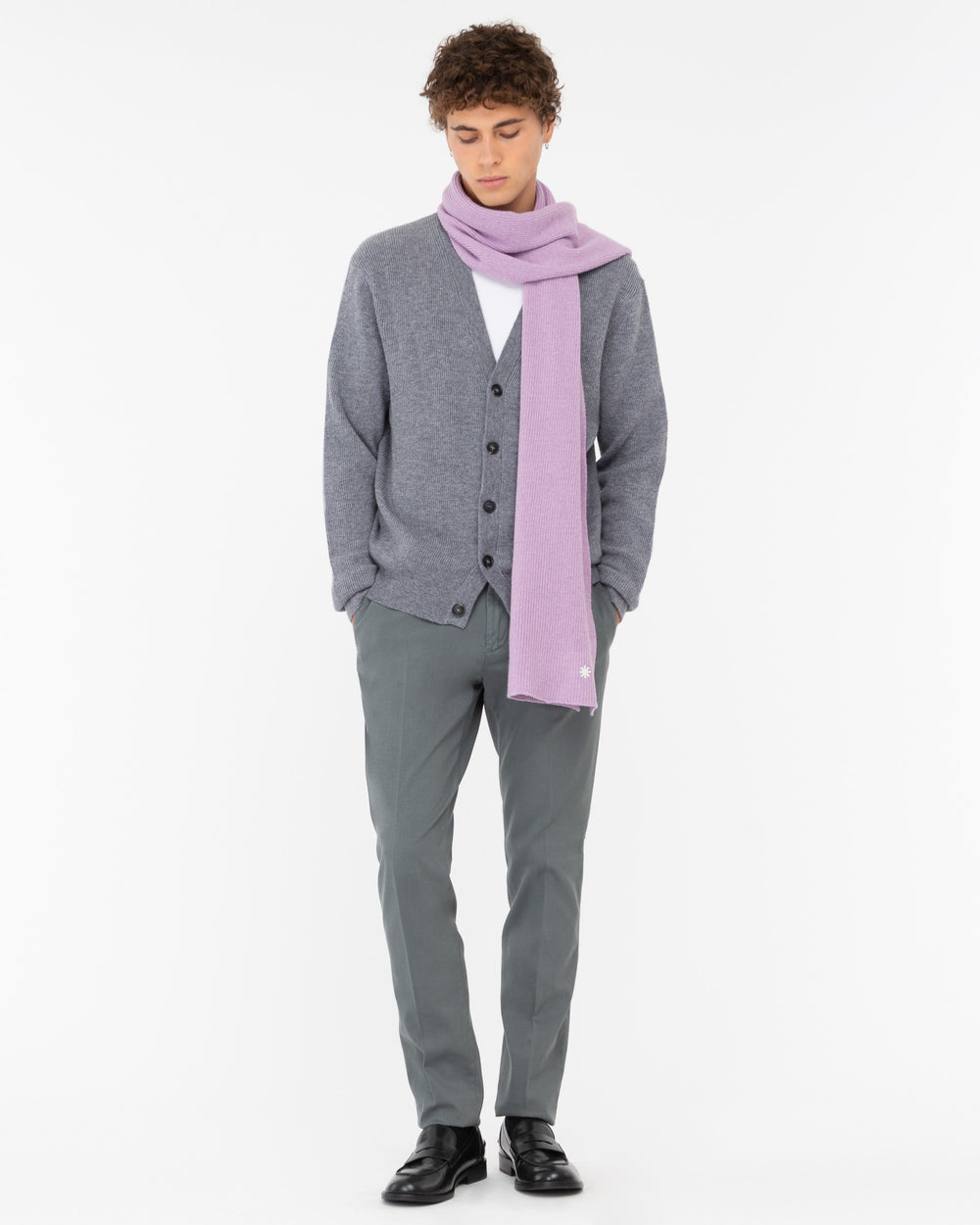 gray stretch cotton blend skinny trousers