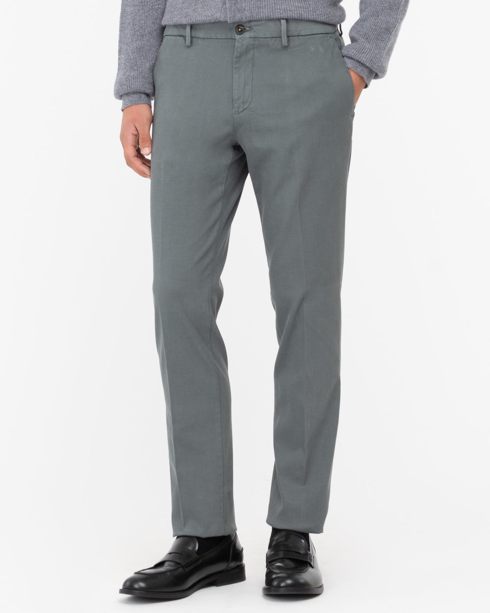 gray stretch cotton blend skinny trousers