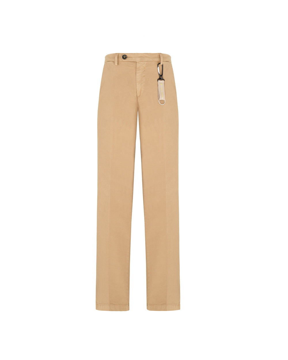 beige slim stretch cotton twill trousers