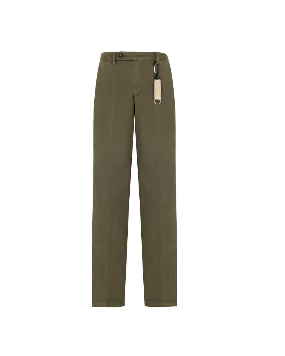 green slim stretch cotton twill trousers