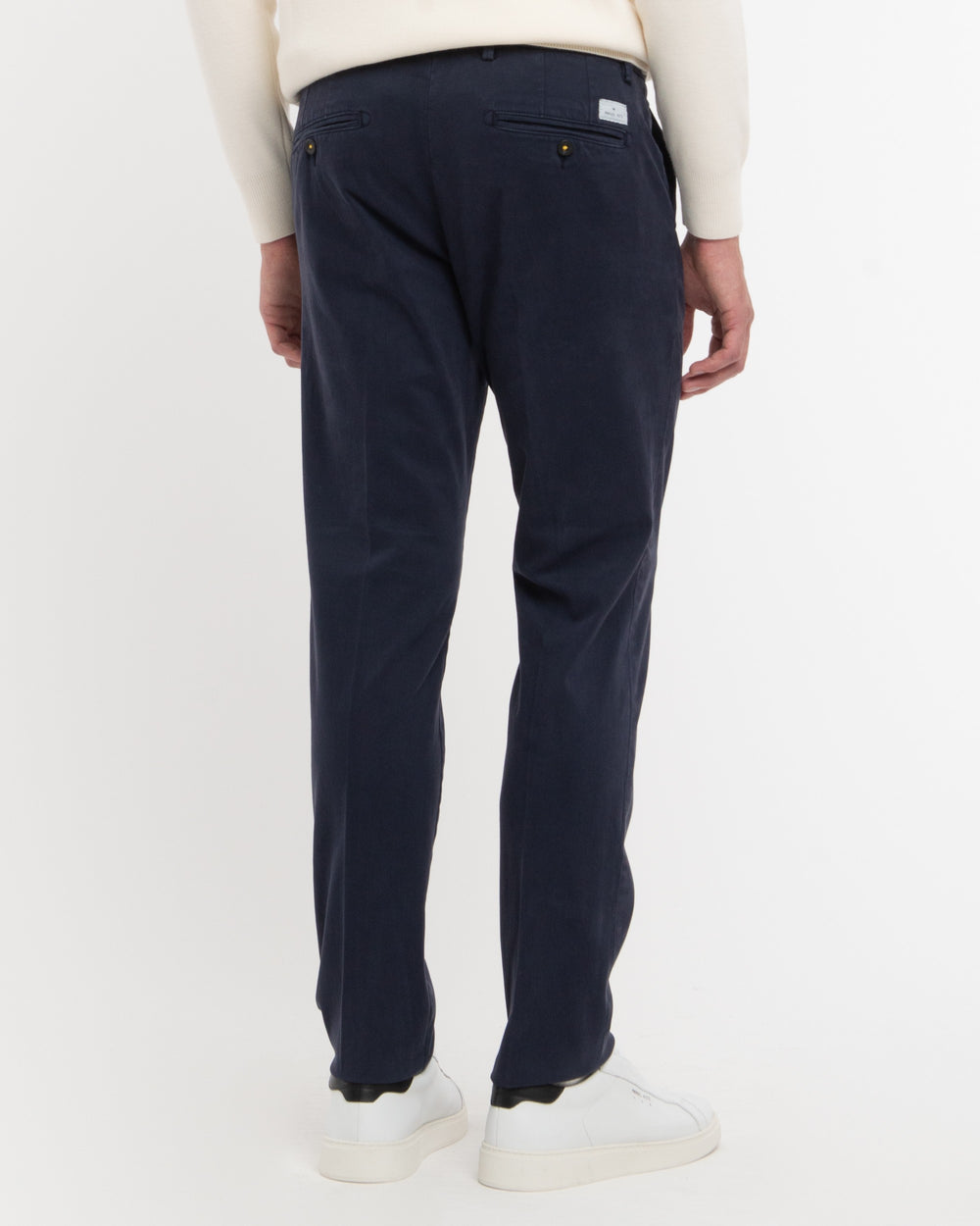 blue slim stretch cotton twill trousers