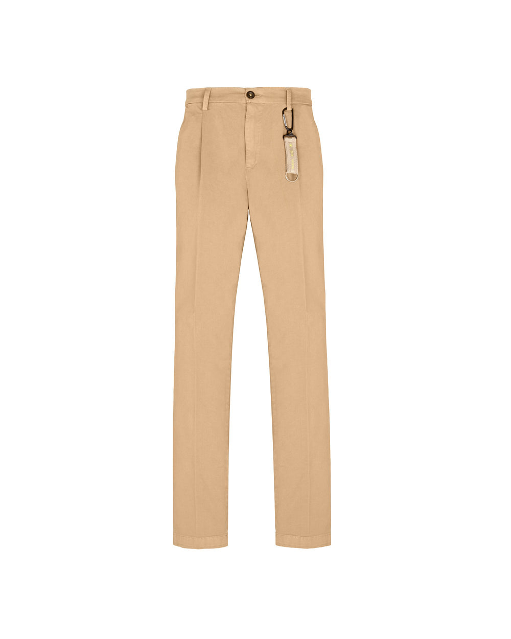 beige stretch cotton twill pleated chino