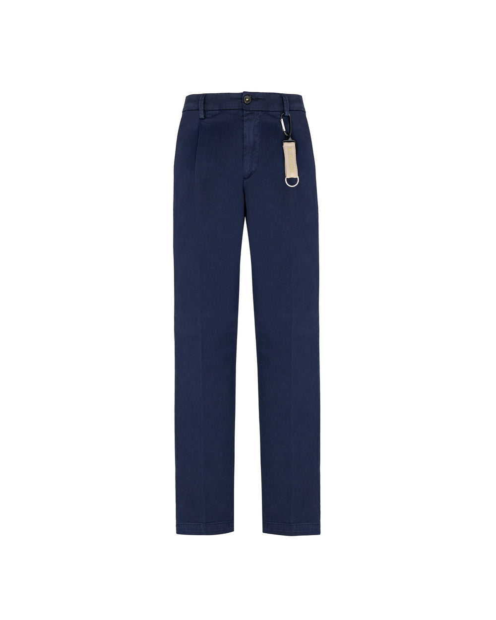 blue stretch cotton twill pleated chino