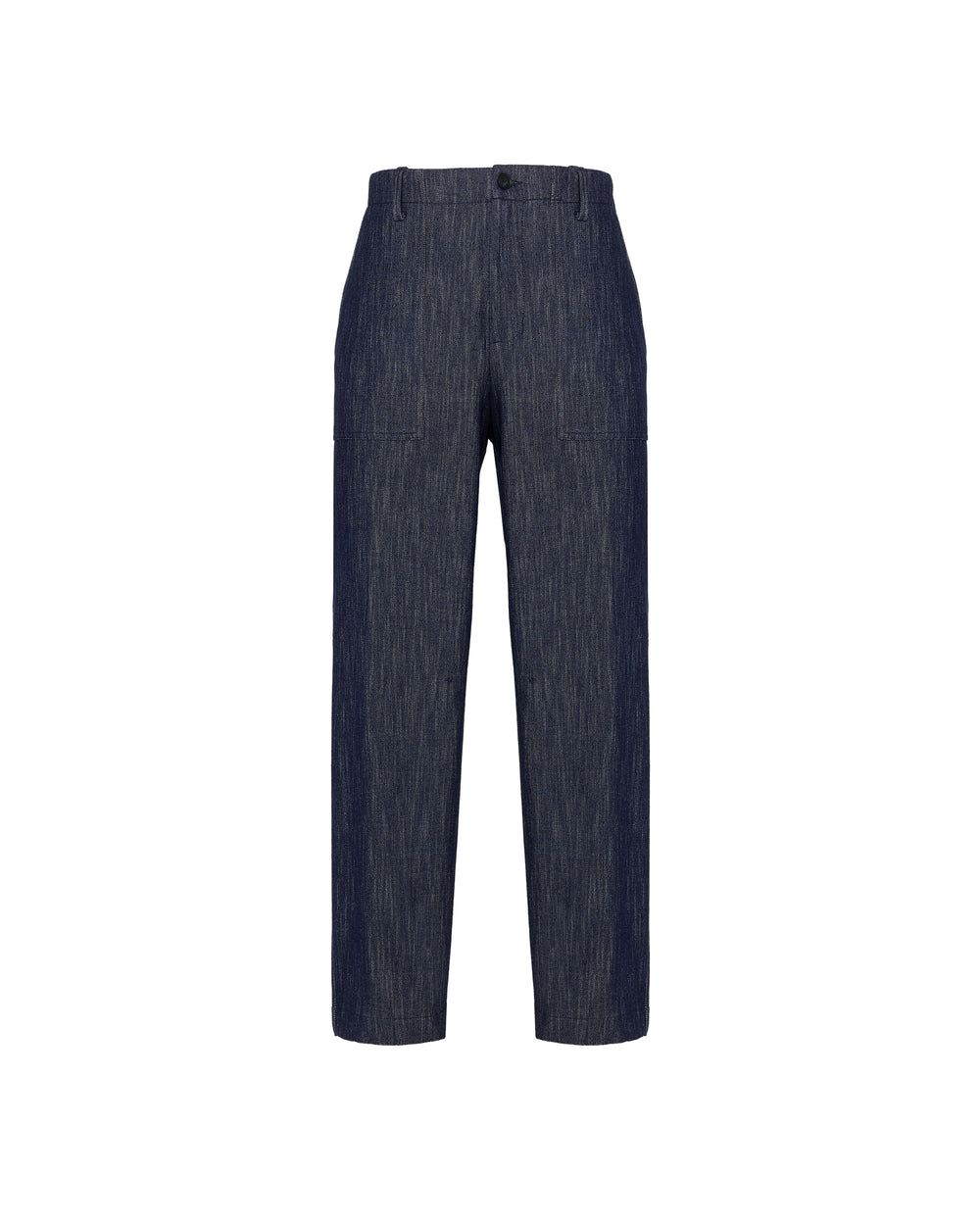 blue stretch cotton wool denim fatigue trousers