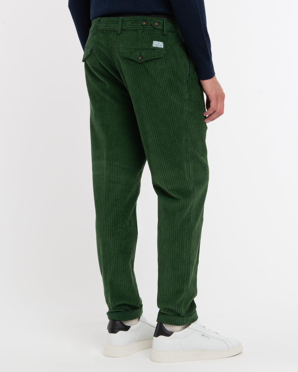 green rocker velvet double pleat trousers