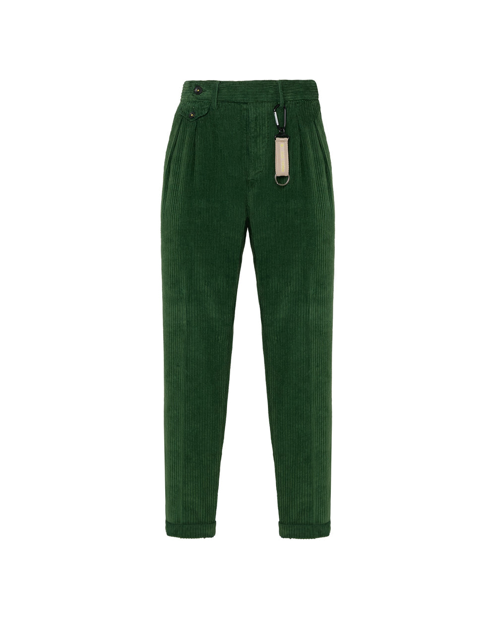 green rocker velvet double pleat trousers