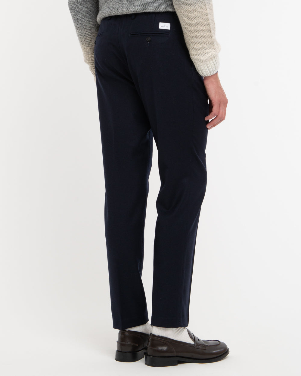 blue stretch wool flannel jogging trousers