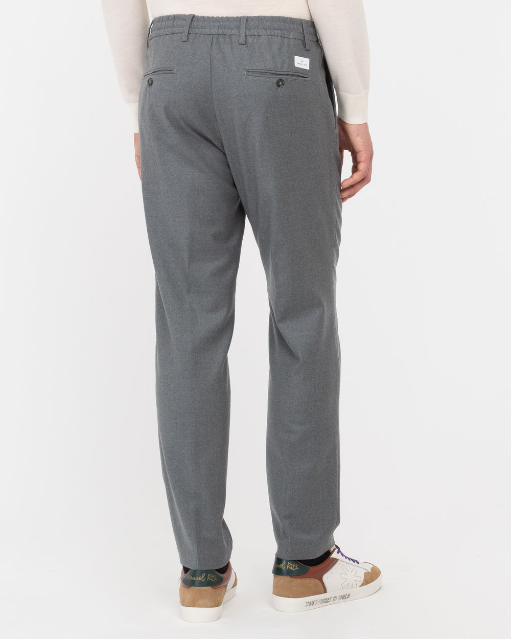 gray stretch wool flannel jogging trousers