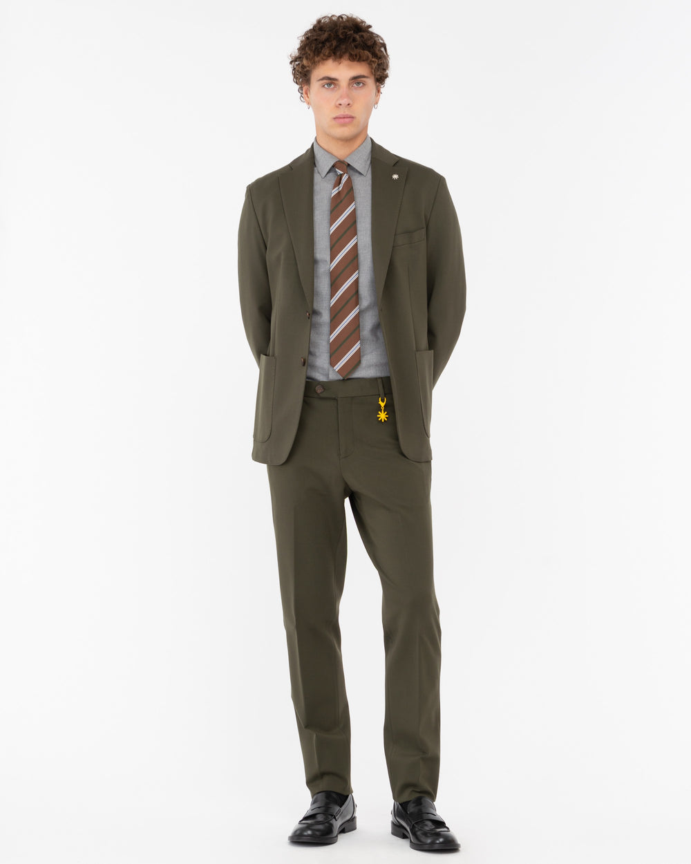 green stitch milano stretch jersey trousers