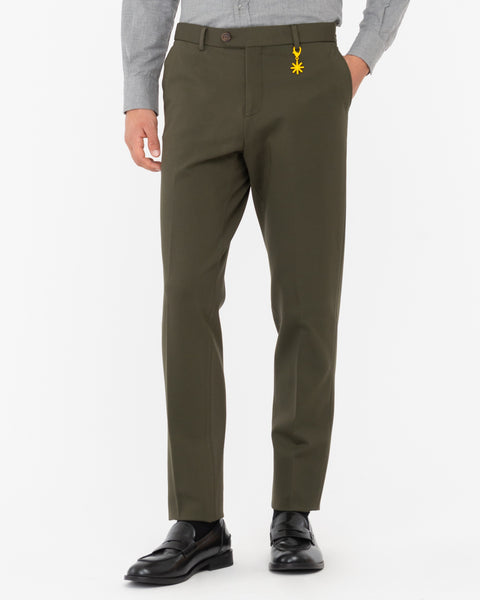 green stitch milano stretch jersey trousers