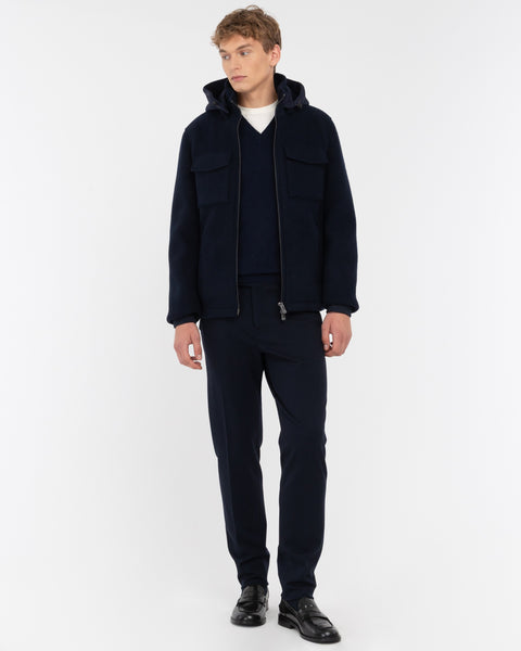 blue stitch milano stretch jersey trousers