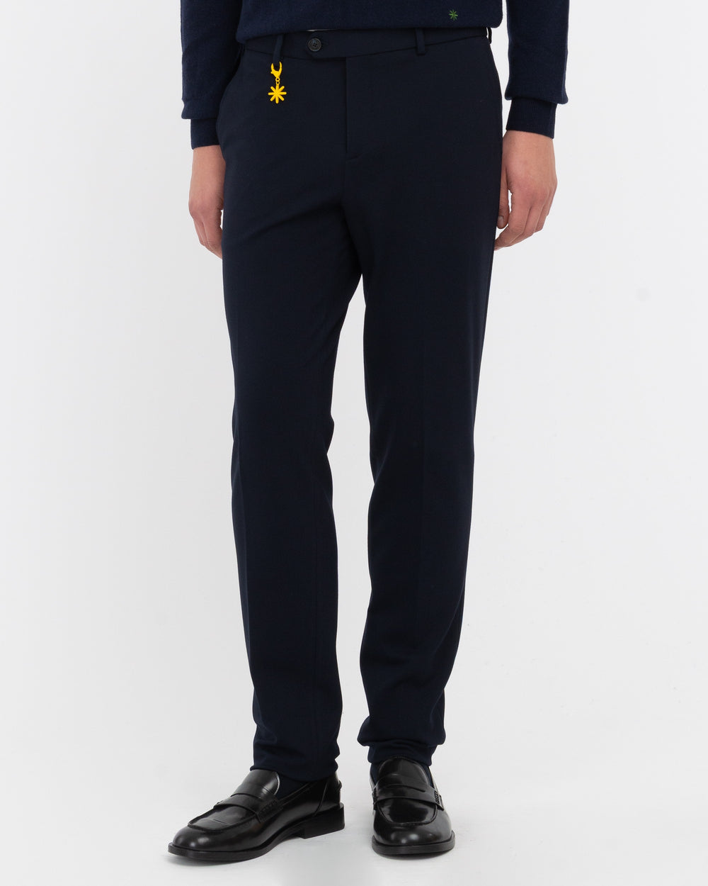 blue stitch milano stretch jersey trousers