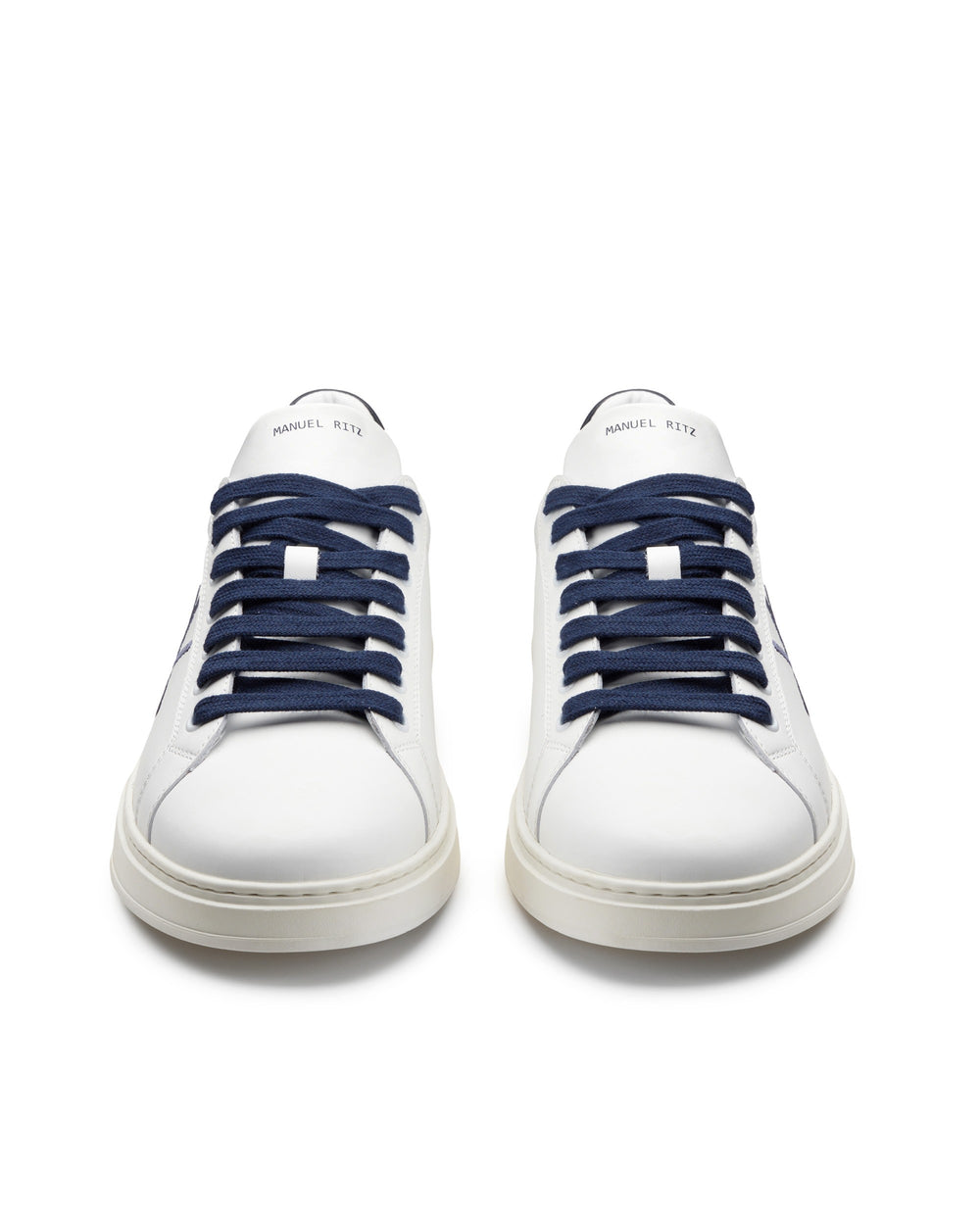 blue leather sneakers