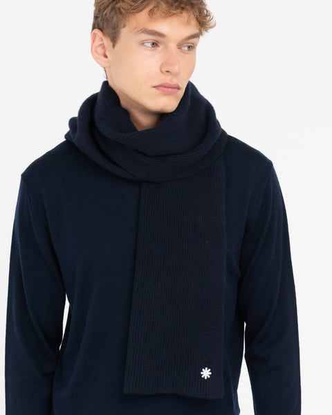 blue english rib cashmere blend scarf