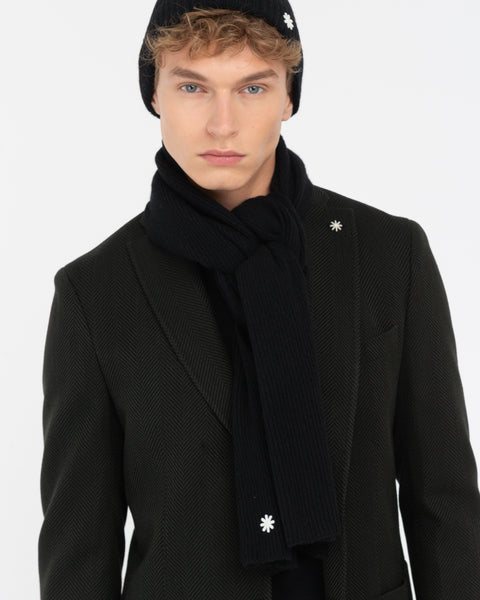 black english rib cashmere blend scarf