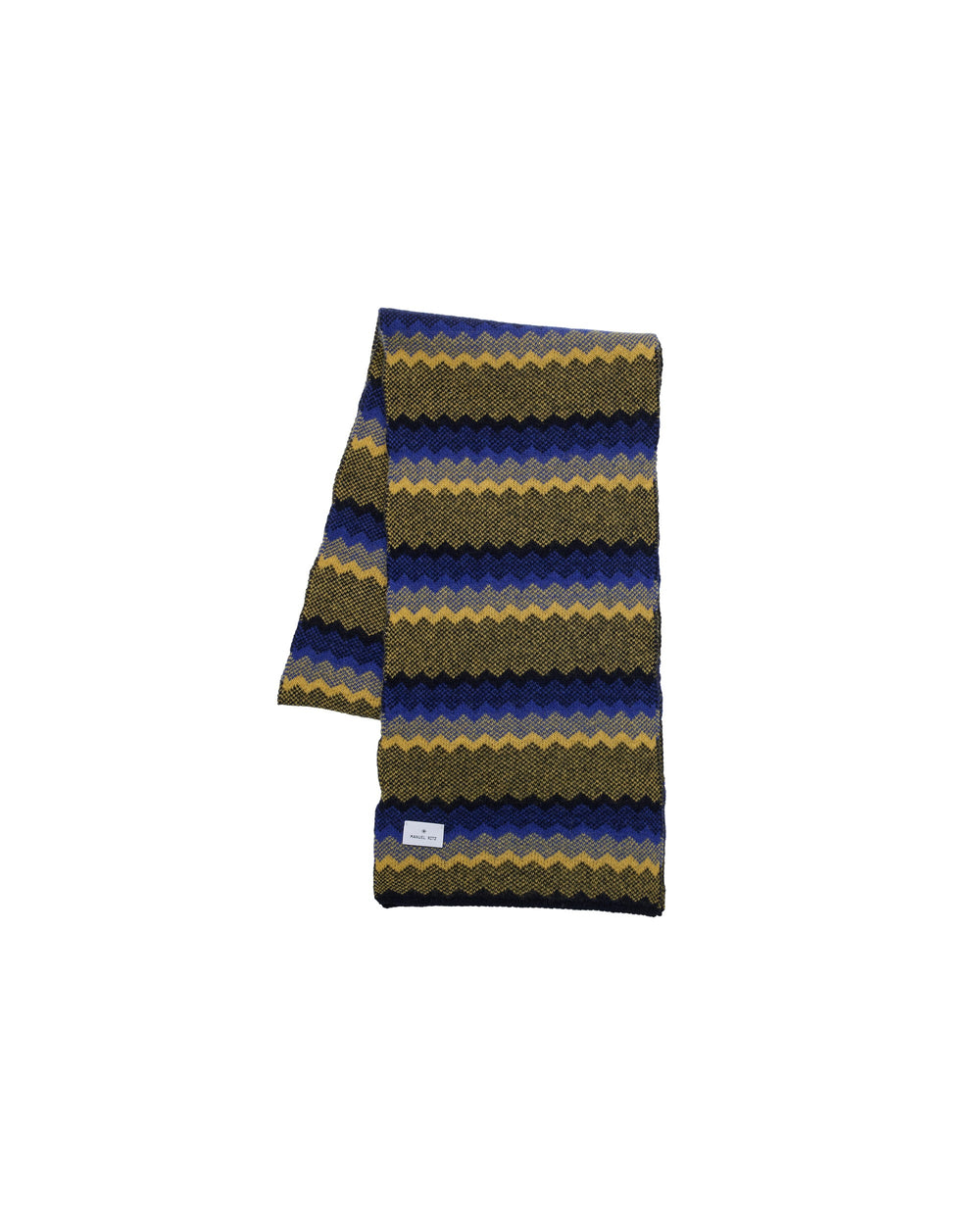 blue wool blend patterned scarf