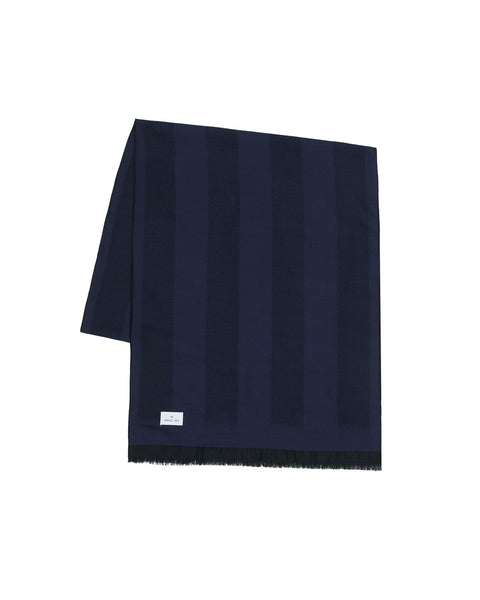 blue wool blend striped micro-structure scarf