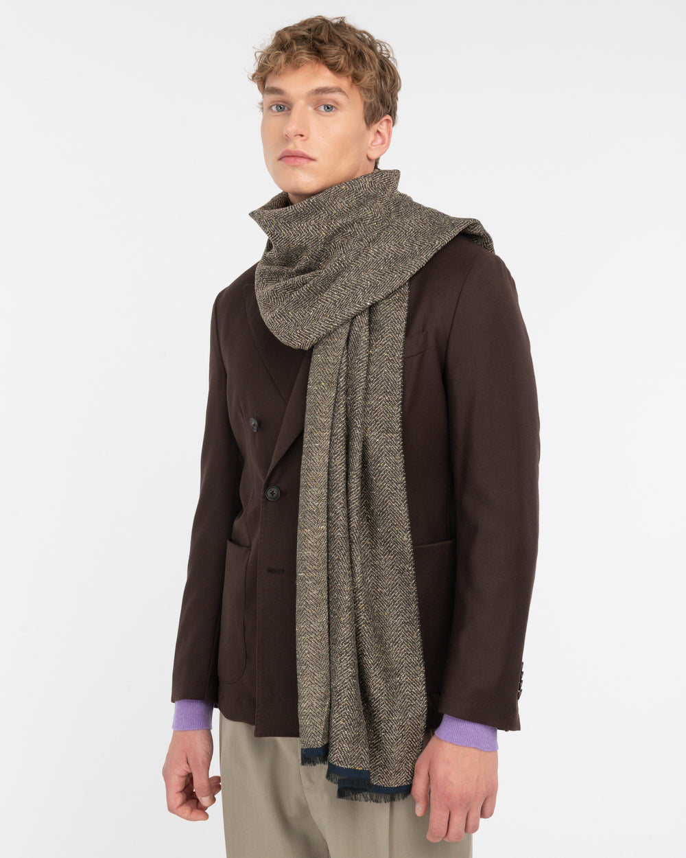 brown cotton blend resca scarf