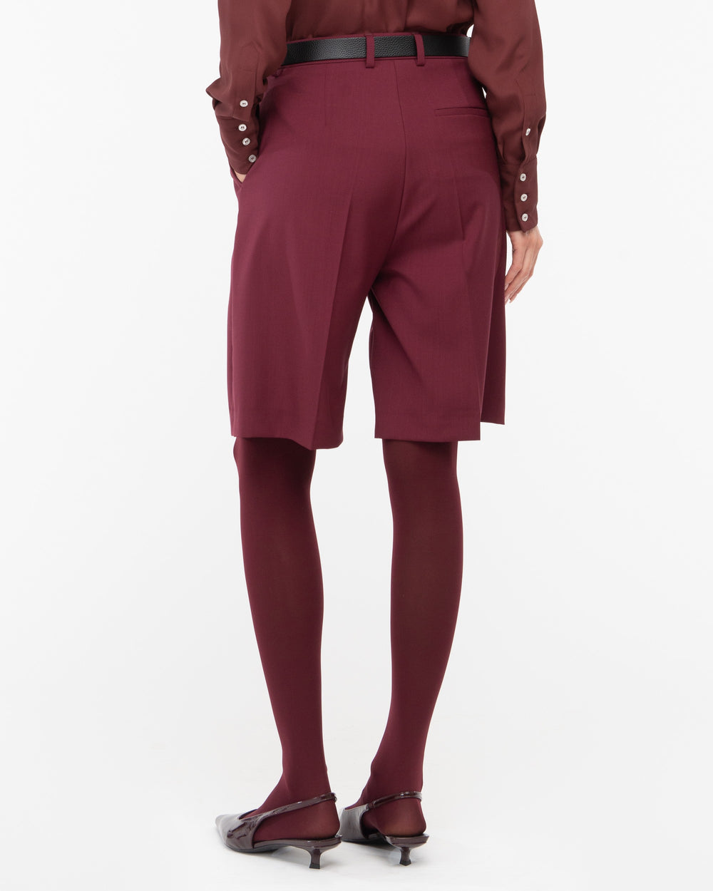 red wool bermuda shorts