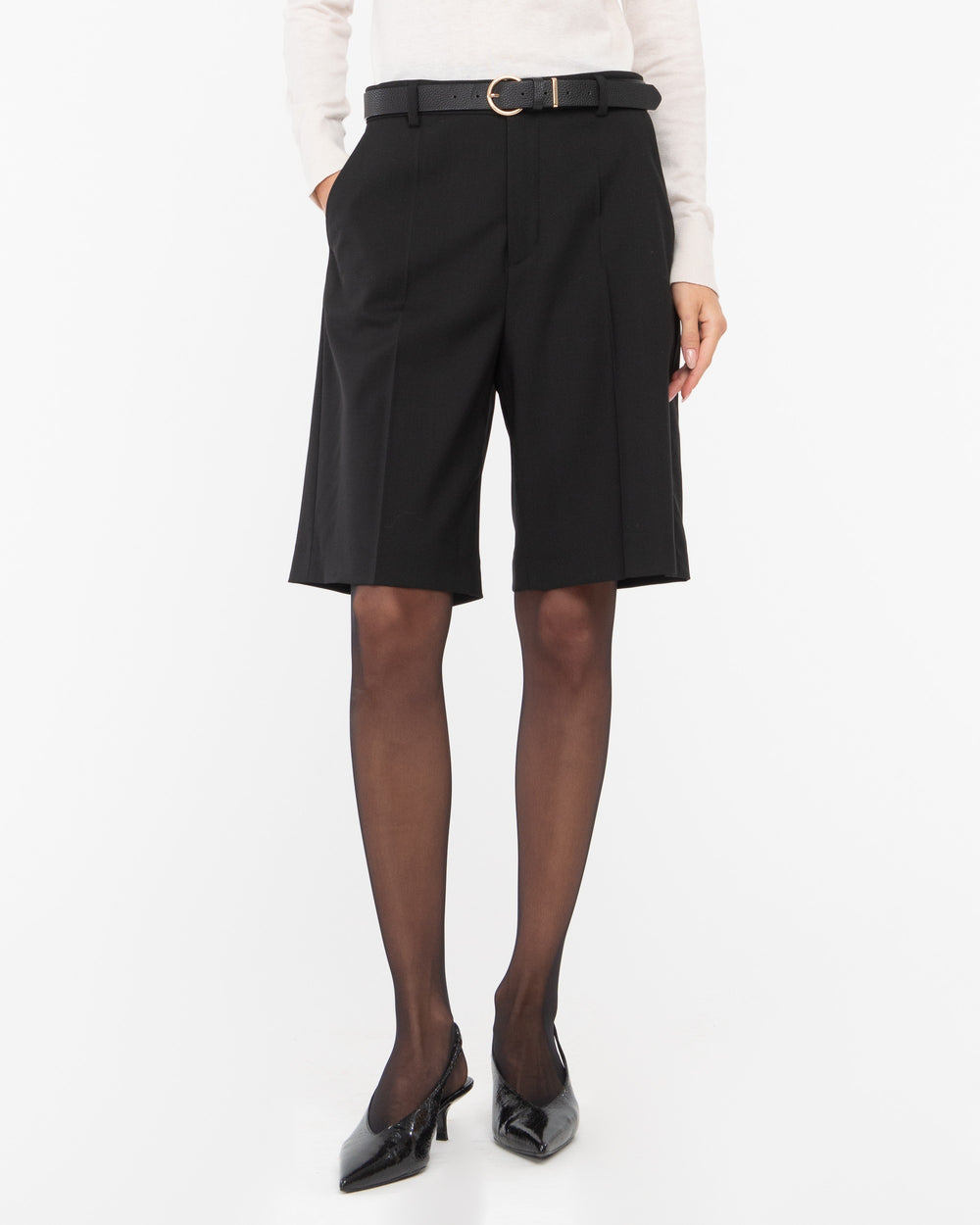 black wool bermuda shorts