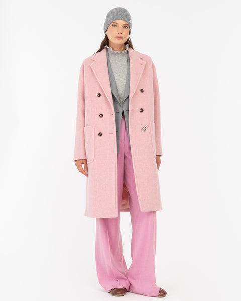 pink double breasted wool blend cloth coat