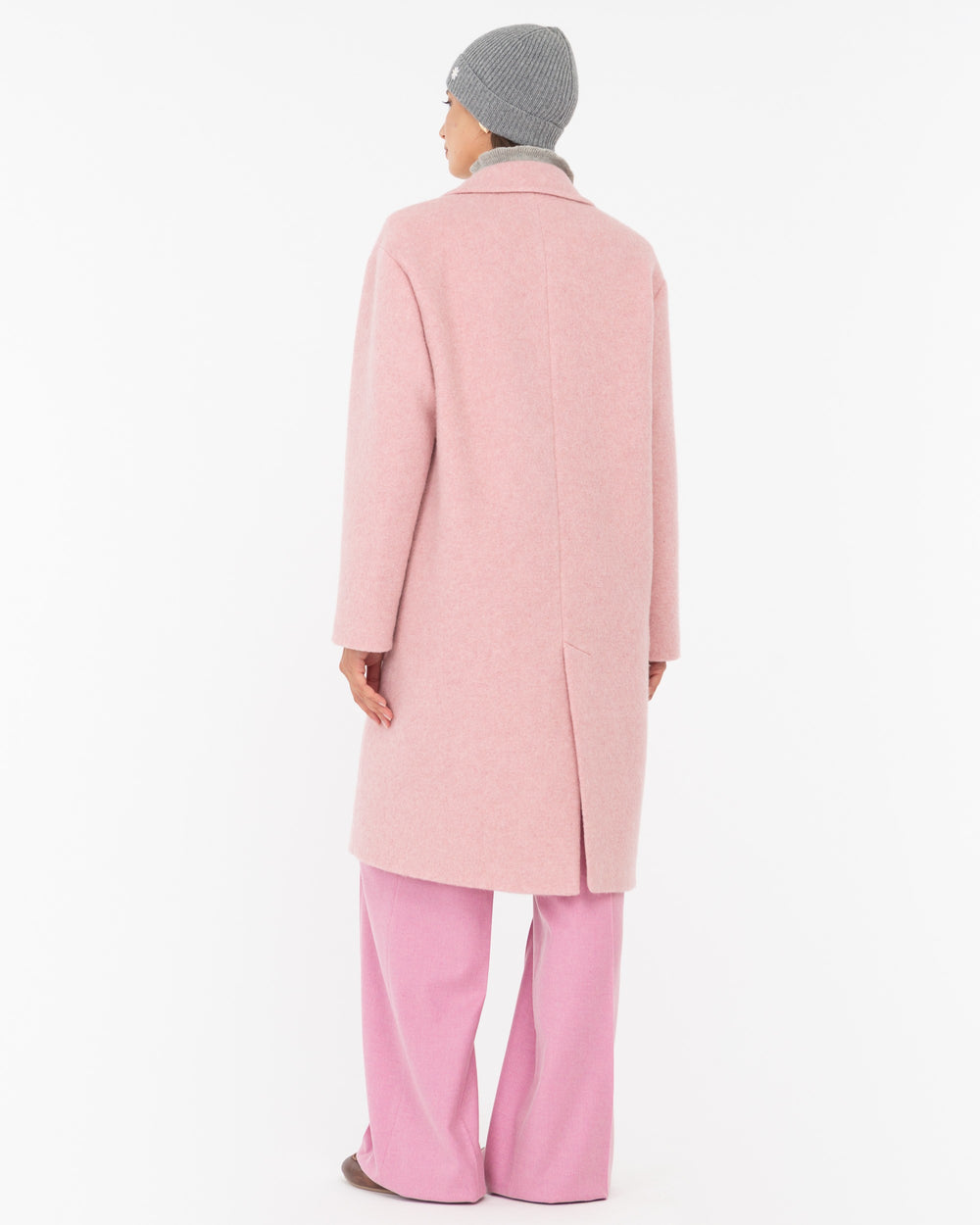 pink double breasted wool blend cloth coat