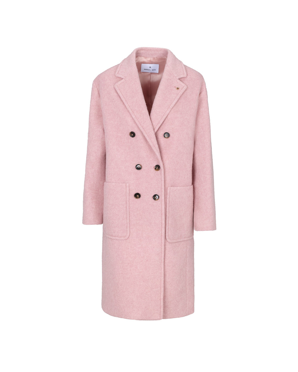 pink double breasted wool blend cloth coat