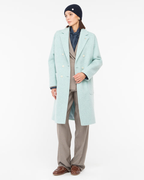 light blue double breasted wool blend cloth coat