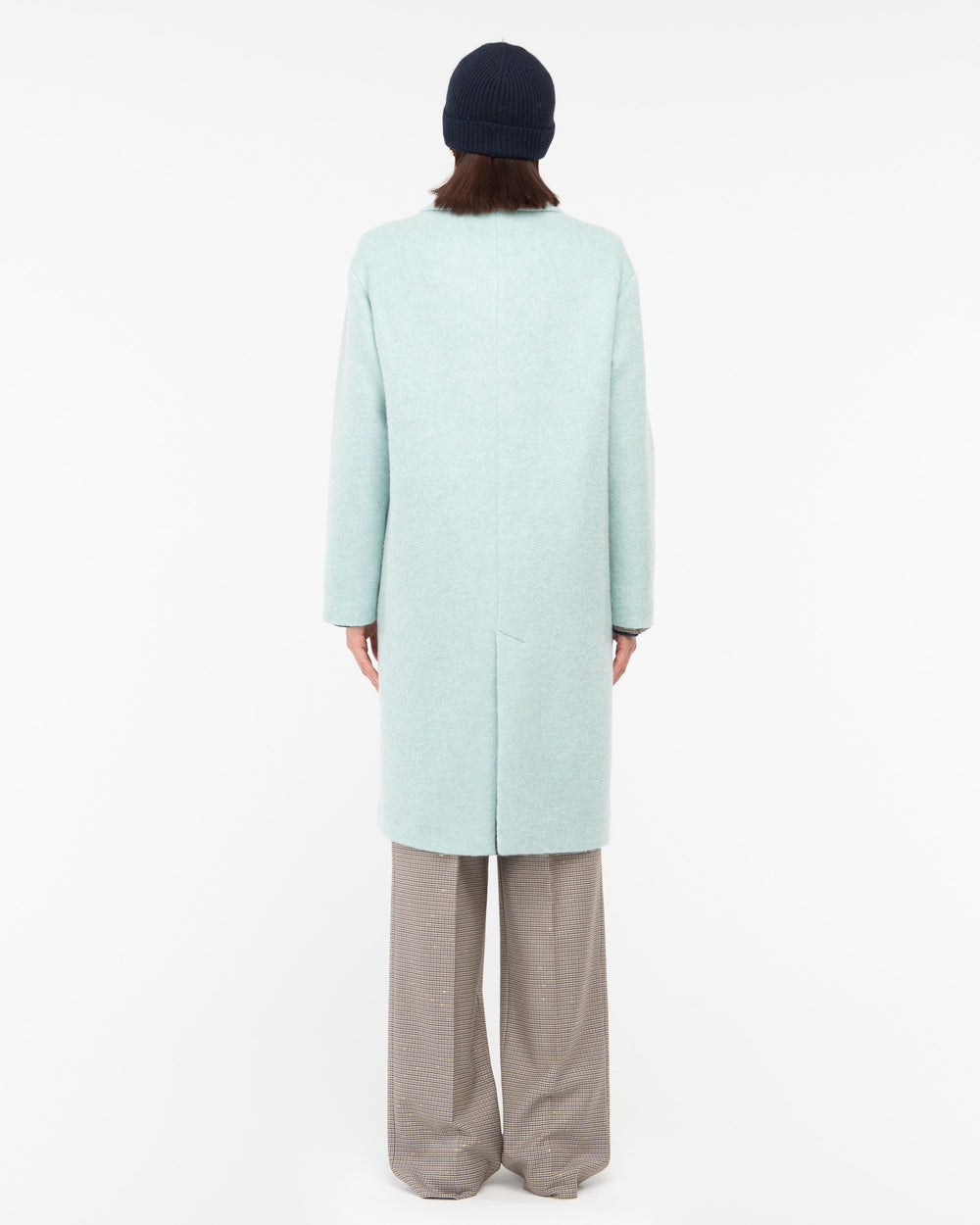 light blue double breasted wool blend cloth coat