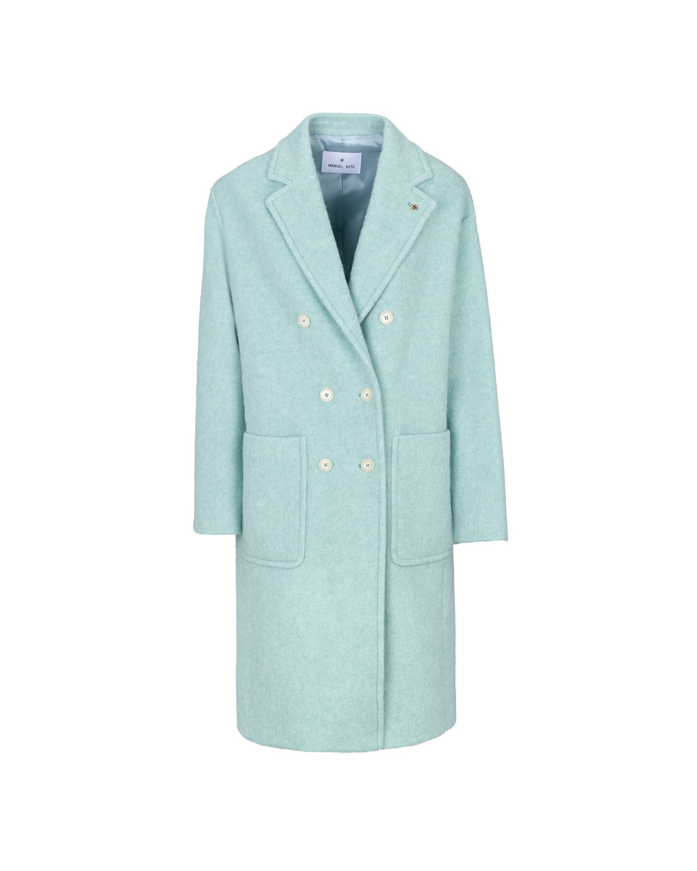light blue double breasted wool blend cloth coat
