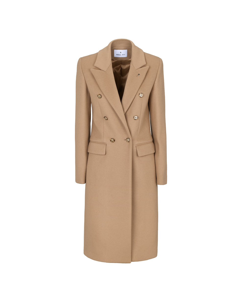 beige double breasted wool blend cloth coat