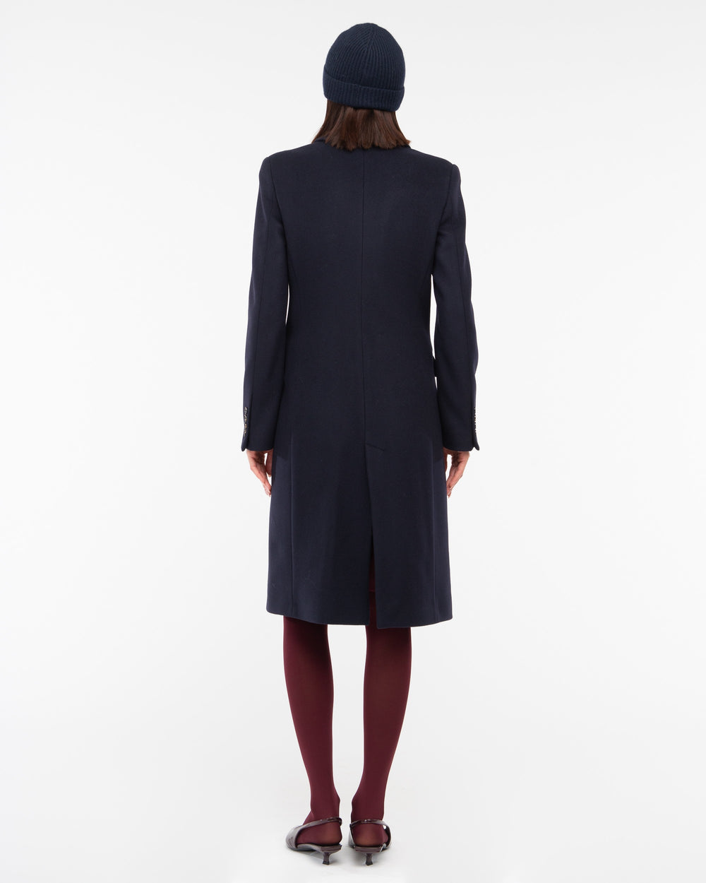 blue double breasted wool blend cloth coat